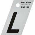 Hillman Angle-Cut Letter, Character: L, 1-1/2 in H Character, Black Character, Silver Background, Mylar 839182
